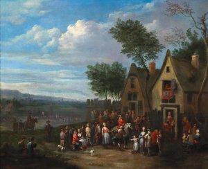 A landscape with peasants by Karel Breydel Oil Painting