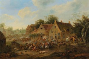 Skirmishers on the outskirts of towns II by Karel Breydel Oil Painting