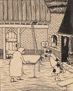 Illustration for 'Adjendodderken en Anneken-Tooverheks' by Karel Collens Oil Painting