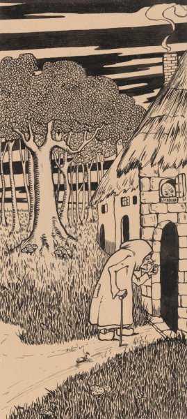 Illustration for 'Adjendodderken en Anneken-Tooverheks' by Karel Collens Oil Painting