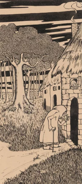 Illustration for 'Adjendodderken en Anneken-Tooverheks' Oil painting by Karel Collens