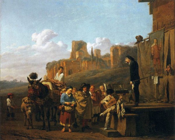 A Party of Charlatans in an Italian Landscape by Karel Dujardin - Hand-Painted Oil Painting Reproduction