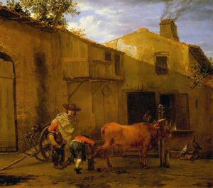 A Smith shoeing an Ox by Karel Dujardin Oil Painting