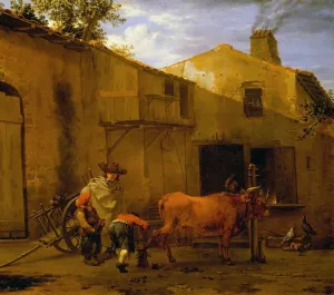 A Smith shoeing an Ox by Karel Dujardin Oil Painting