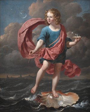 Boy Blowing Soap Bubbles. Allegory on the Transitoriness and the Brevity of Life by Karel Dujardin Oil Painting