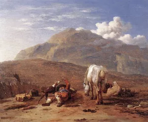 Italian Landscape with a Young Shepherd by Karel Dujardin Oil Painting