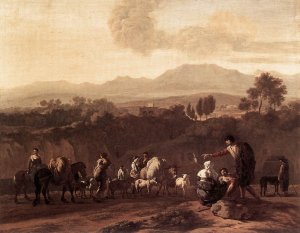 Landscape in the Roman Campagna by Karel Dujardin Oil Painting