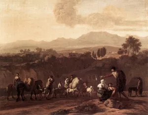 Landscape in the Roman Campagna Oil painting by Karel Dujardin