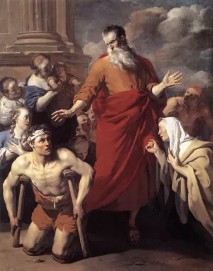 St Paul Healing the Cripple at Lystra by Karel Dujardin Oil Painting