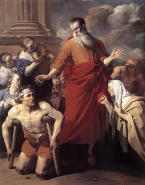 St Paul Healing the Cripple at Lystra Oil painting by Karel Dujardin