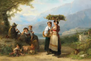 Grape Harvest in Tessin by Karel Frans Philippeau Oil Painting