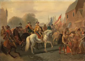 De zegevierende terugkeer van Maurits in Den Haag, Anno 1591 Oil painting by Karel Frederik Bombled