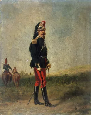 Portrait d'un officier de cuirassiers Oil painting by Karel Frederik Bombled