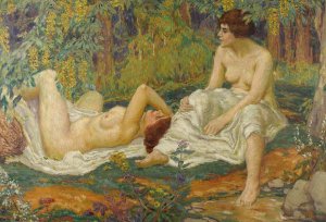 Jeunes Femmes au Jardin by Karel Spillar Oil Painting