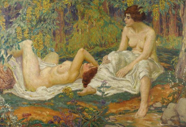 Jeunes Femmes au Jardin  by Karel Spillar - Hand-Painted Oil Painting Reproduction