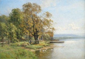 Herbst am Starnberger See by Karl Adam Heinisch Oil Painting