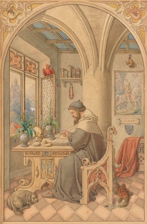 Der Hl. Albertus Magnus in seinem Studierzimmer by Karl Ballenberger Oil Painting