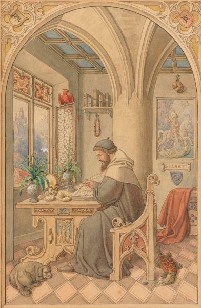 Der Hl. Albertus Magnus in seinem Studierzimmer  by Karl Ballenberger - Hand-Painted Oil Painting Reproduction