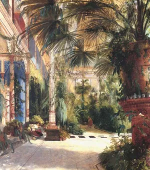 The Interior of a Palm House by Karl Blechen Oil Painting