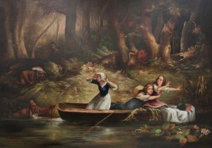 Capture of the Calloway Girls and Jemima Boone by Karl Bodmer Oil Painting