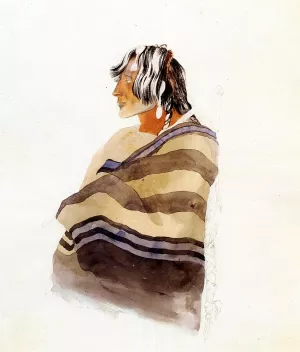 Kiasax, a Piegen Blackfeet Warrior painting by Karl Bodmer
