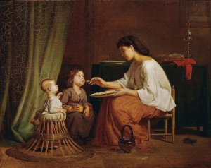 Caring sister by Karl Boheim Oil Painting