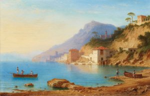 View Of The Amalfi Coast by Karl-Ernst Morgenstern Oil Painting
