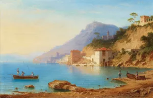 View Of The Amalfi Coast by Karl-Ernst Morgenstern Oil Painting
