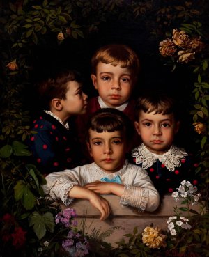 Children by Karl Ernst Papf Oil Painting