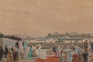 The solemn service on the occasion of the bicentenary of Peter I's birth by Karl Fedorovic Gun Oil Painting