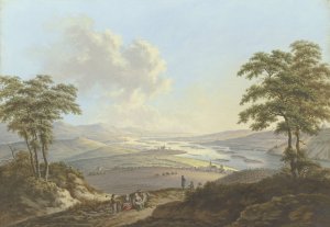 Blick auf Rheingau und Rheinebene, links der Johannisberg by Karl Franz Kraul Oil Painting