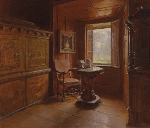 Blick aus dem Fenster by Karl Friedrich Gsur Oil Painting