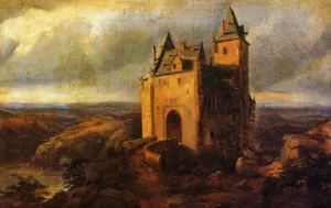 Castle in a Landscape by Karl Friedrich Lessing - Oil Painting Reproduction