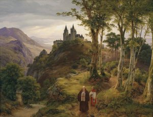 Romantische Landschaft mit Klosteranlage by Karl Friedrich Lessing Oil Painting