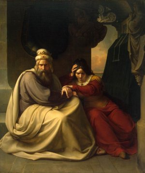 Royal Couple Mourning for Their Dead Daughter by Karl Friedrich Lessing Oil Painting