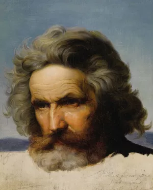Study of a Bearded Man by Karl Friedrich Lessing Oil Painting