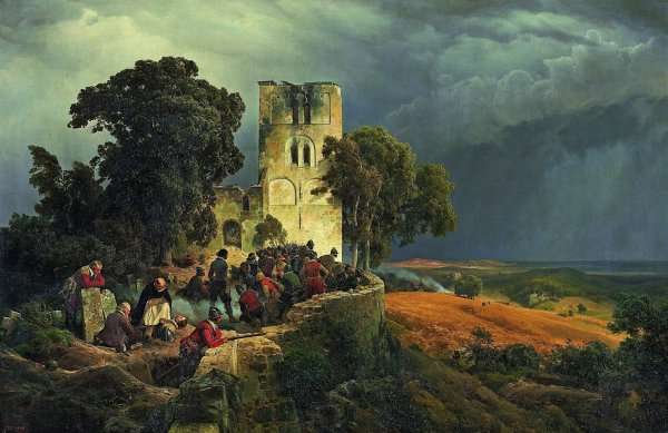 The Siege  by Karl Friedrich Lessing - Hand-Painted Oil Painting Reproduction