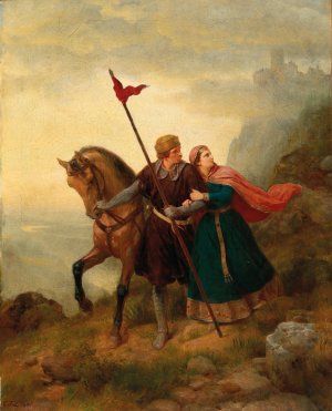 Walther and Hildegund Fleeing by Karl Friedrich Lessing Oil Painting