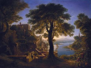 Castle by the River by Karl Friedrich Schinkel Oil Painting