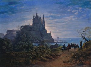 Gothic Church on a Rock by the Sea by Karl Friedrich Schinkel Oil Painting
