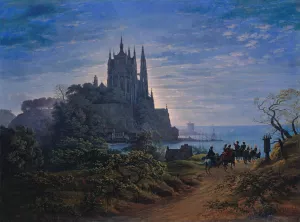 Gothic Church on a Rock by the Sea by Karl Friedrich Schinkel Oil Painting