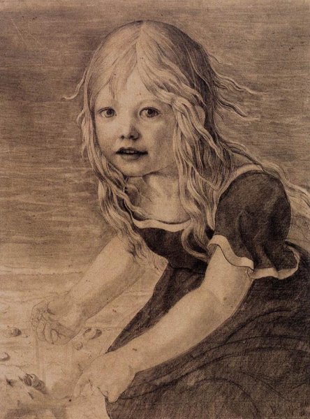 Portrait of the Artist's Daughter, Marie by Karl Friedrich Schinkel - Hand-Painted Oil Painting Reproduction