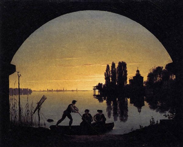 The Banks of the Spree near Stralau by Karl Friedrich Schinkel - Hand-Painted Oil Painting Reproduction
