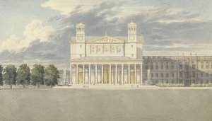 The Facade and Suroundings of a Cathedral for Berlin by Karl Friedrich Schinkel Oil Painting
