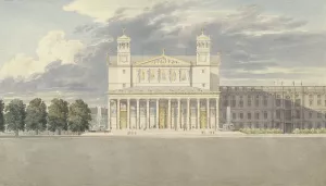 The Facade and Suroundings of a Cathedral for Berlin by Karl Friedrich Schinkel Oil Painting