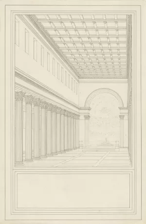 The Nave and Apse,without a Transept,of a Cathedral for Berlin by Karl Friedrich Schinkel Oil Painting