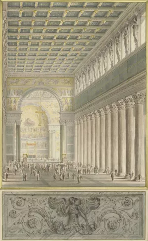 The Nave,Apse,and Crossing of a Cathedral for Berlin by Karl Friedrich Schinkel Oil Painting