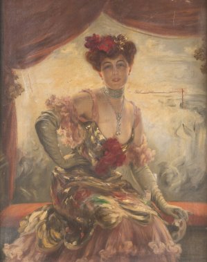 Munich beauty at the opera by Karl Gampenrieder Oil Painting