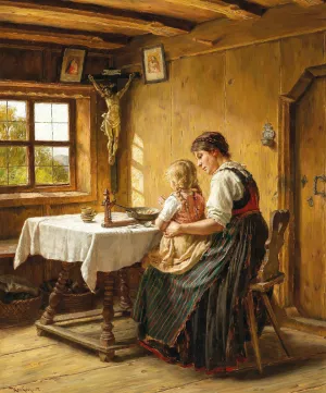 Saying Grace by Karl Gebhardt Oil Painting