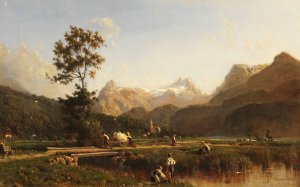 Schweizer Alpenlandschaft by Karl Girardet Oil Painting